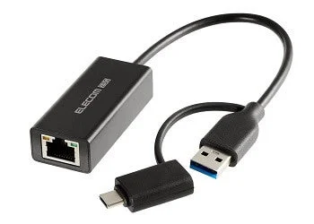 EDC-QUA3CV2シリーズのUSB-A本体とUSB-C変換アダプターのメーカー商品写真。型番別機能は本文で区別。